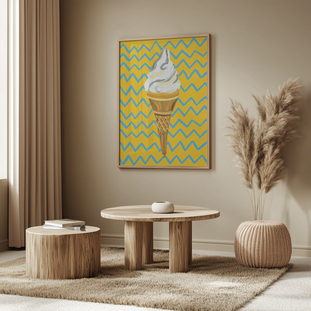 Ice Cream Yellow Zigzag Poster