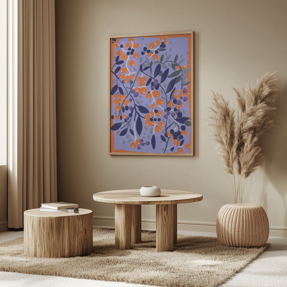 Blue And Orange Berries Poster