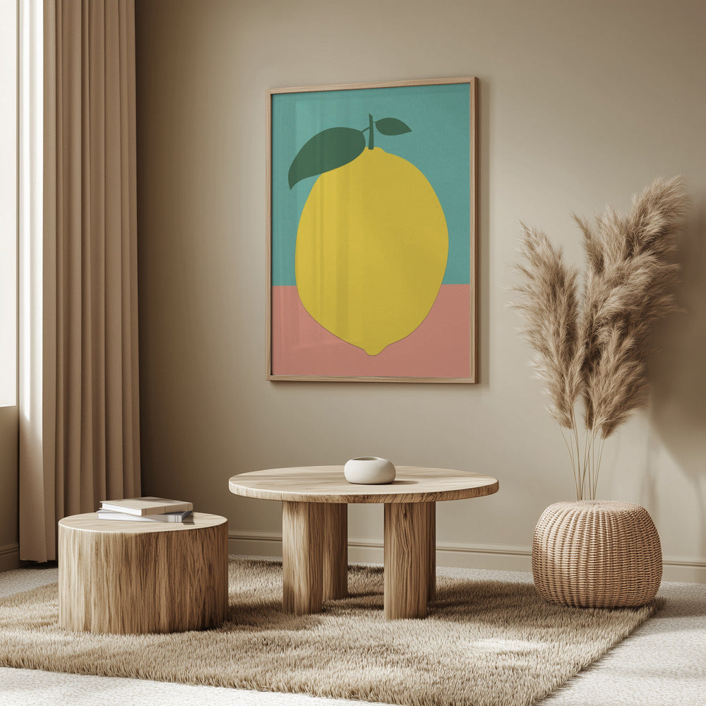 Lemon With Two Leaves Poster