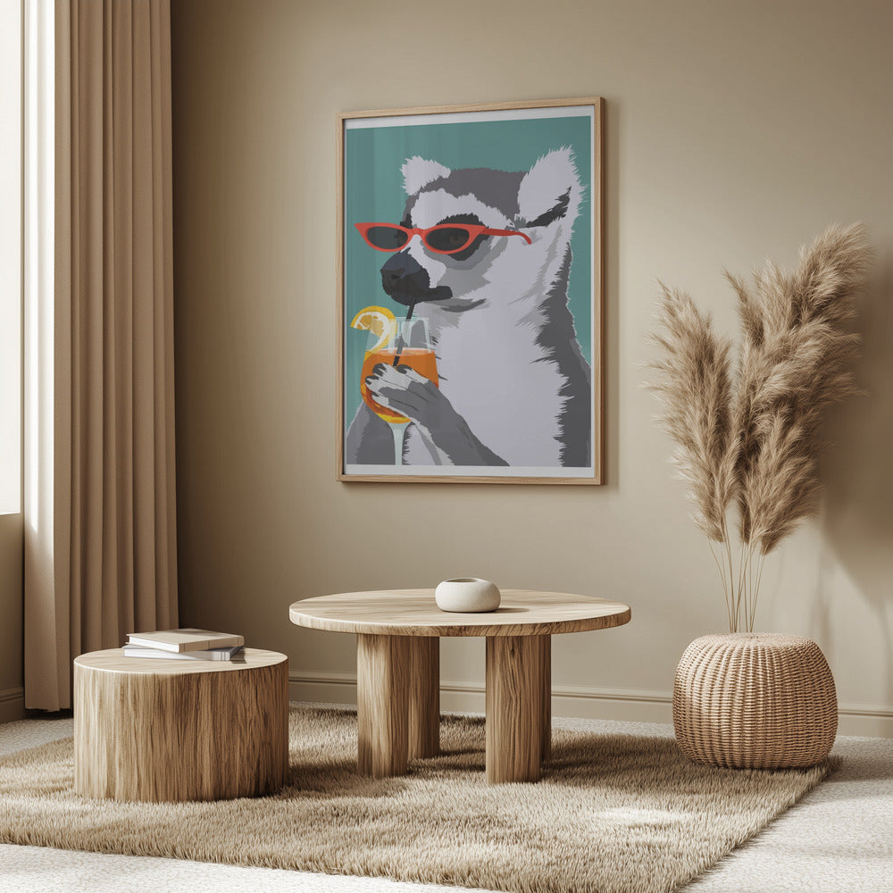 Jugdy Lemur with Drink Poster