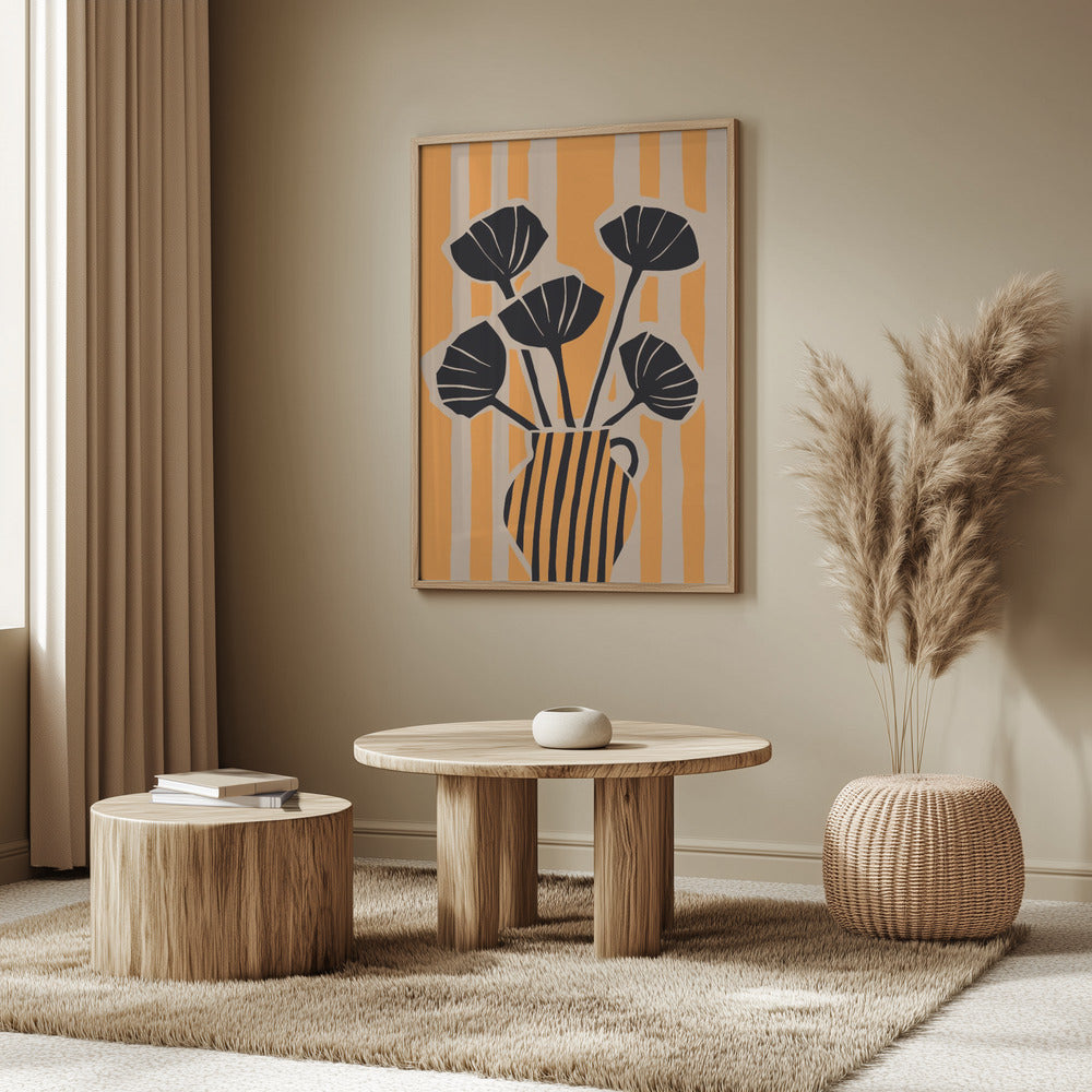 Striped Still Life Yellow Poster