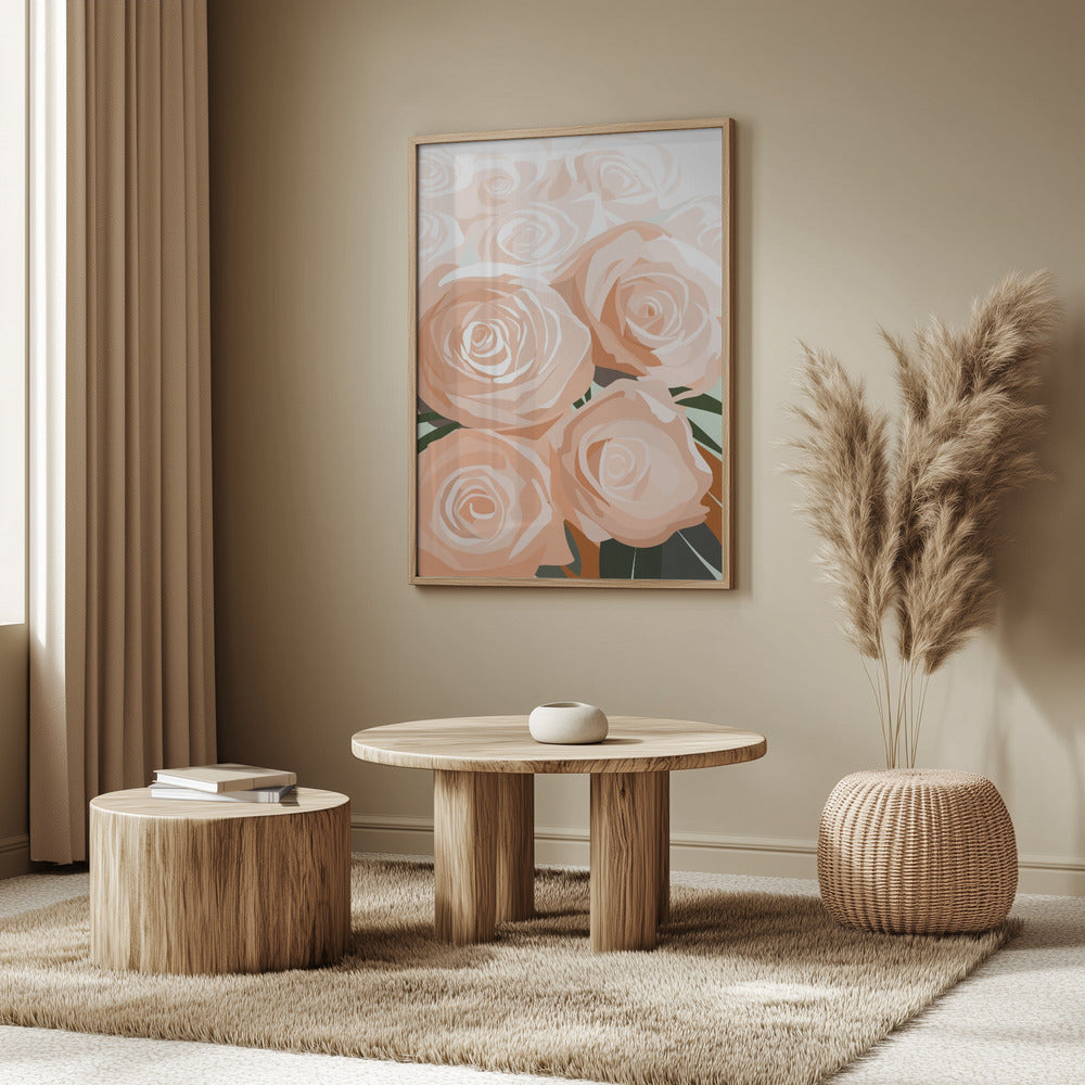 Coral roses Poster