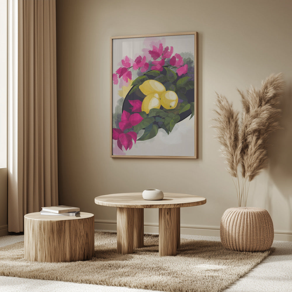 Bougainvillea and lemons Poster