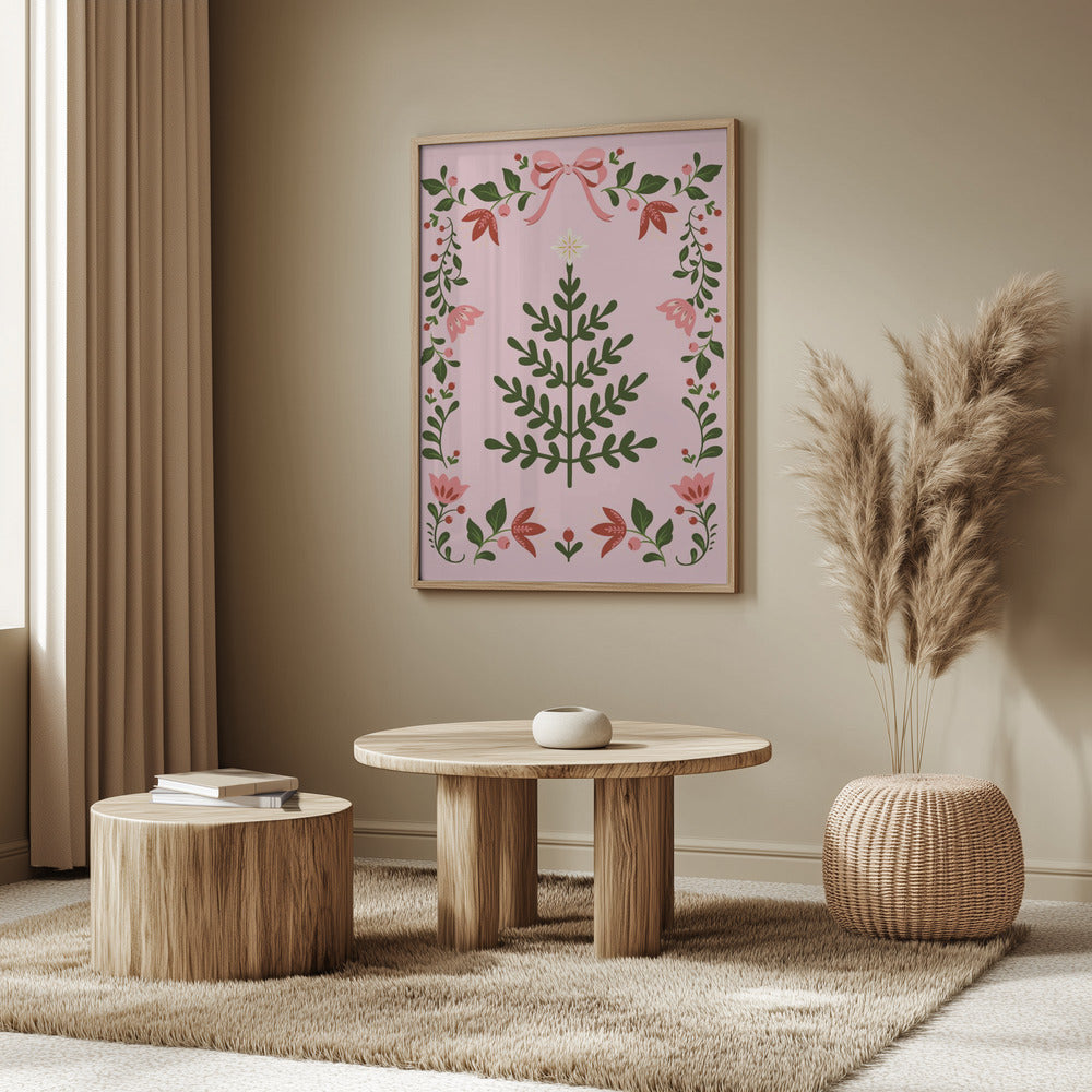 Pink Christmas Tree Poster