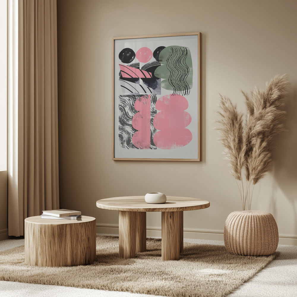 Abstract Shape Collage In Pink Poster