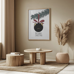 Meowrry Christmas bauble (black, white) Poster