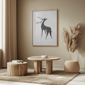 Stylized retro deer (grey) Poster