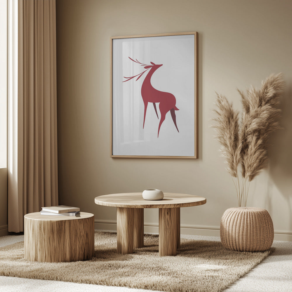 Stylized retro deer (red) Poster