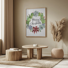 Cacti and succulent merry Christmas wreath Poster