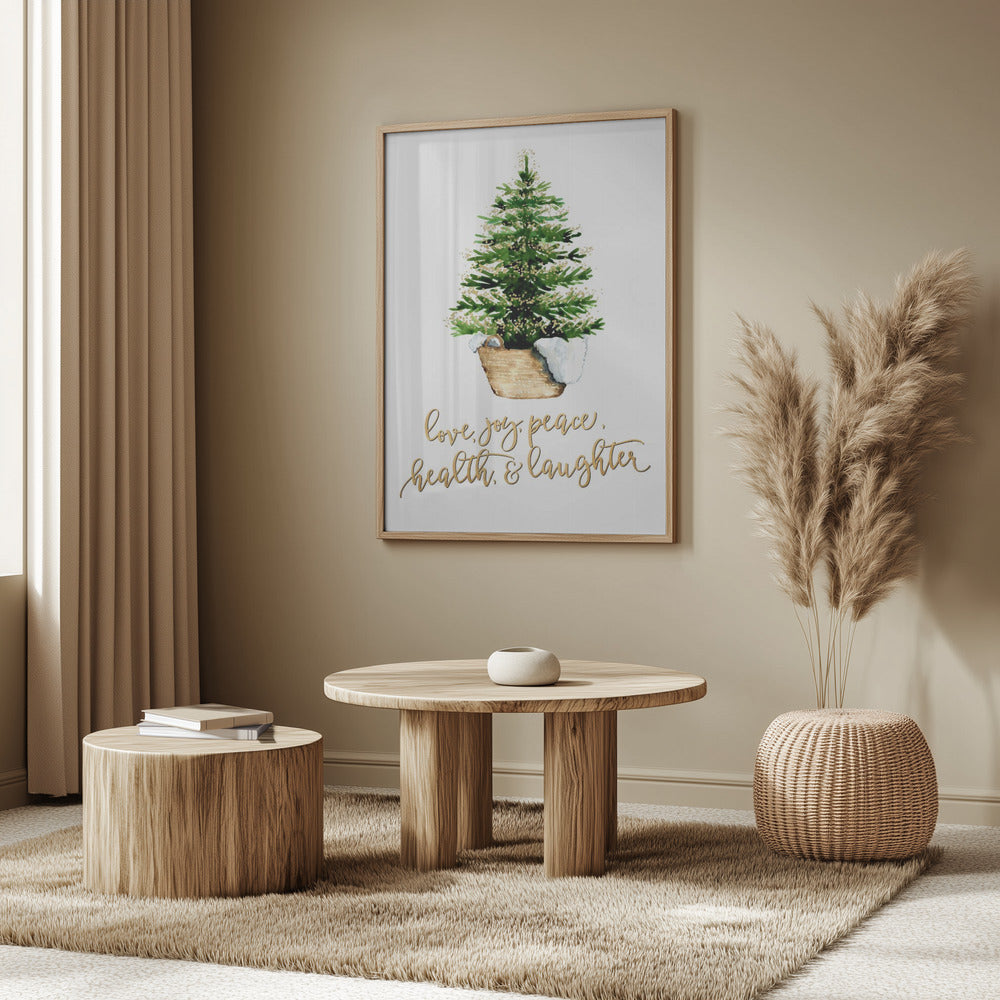 Cozy Christmas tree with holiday wishes Poster