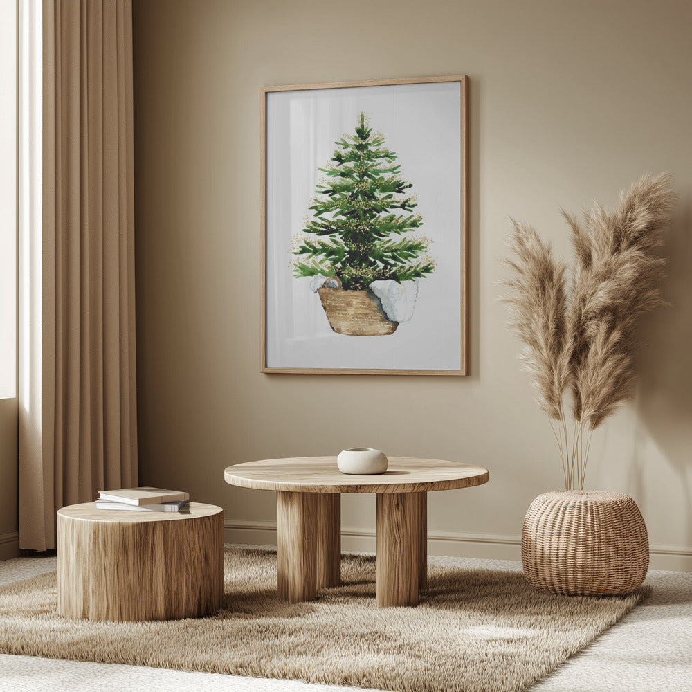 Cozy watercolor Christmas tree (2) Poster