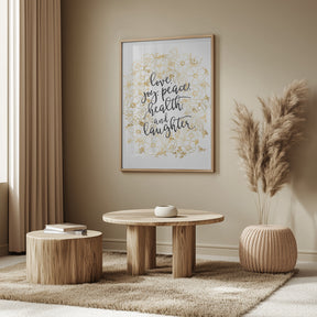 Holiday wishes with gold flowers Poster