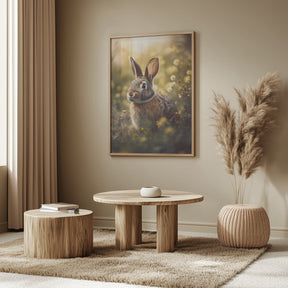 Bunny in Flower Field Poster