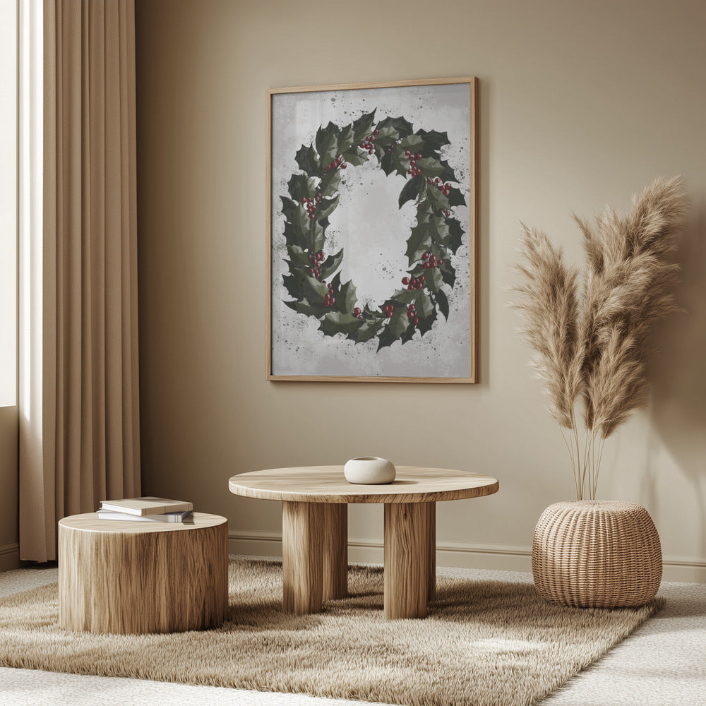 Splatters holly wreath Poster