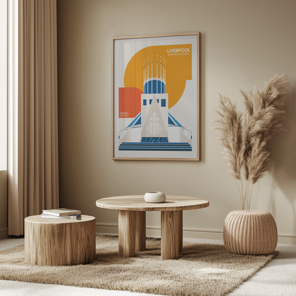 Liverpool Metropolitan Cathedral Retro Architecture Print Poster