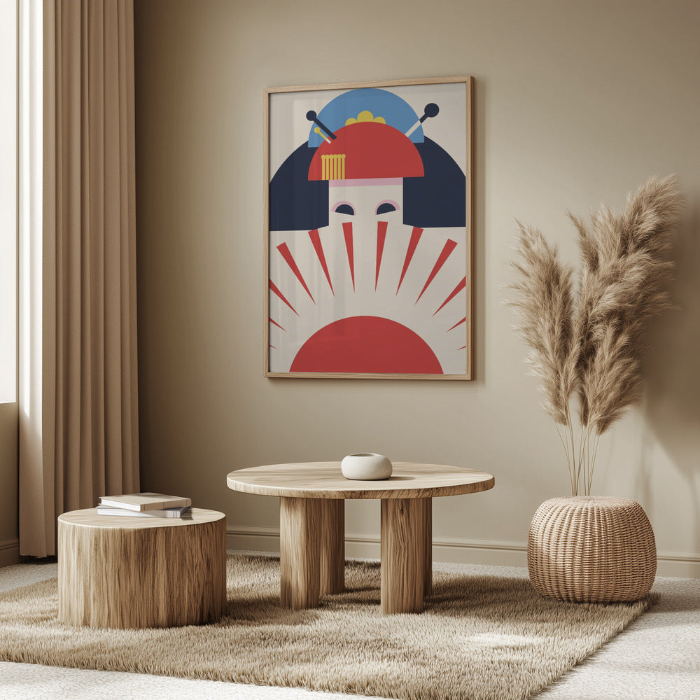 Geisha Girl Retro Minimalist Design Poster