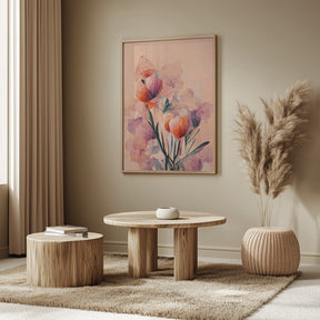 Abstract Coral Flowers (Peach) Poster