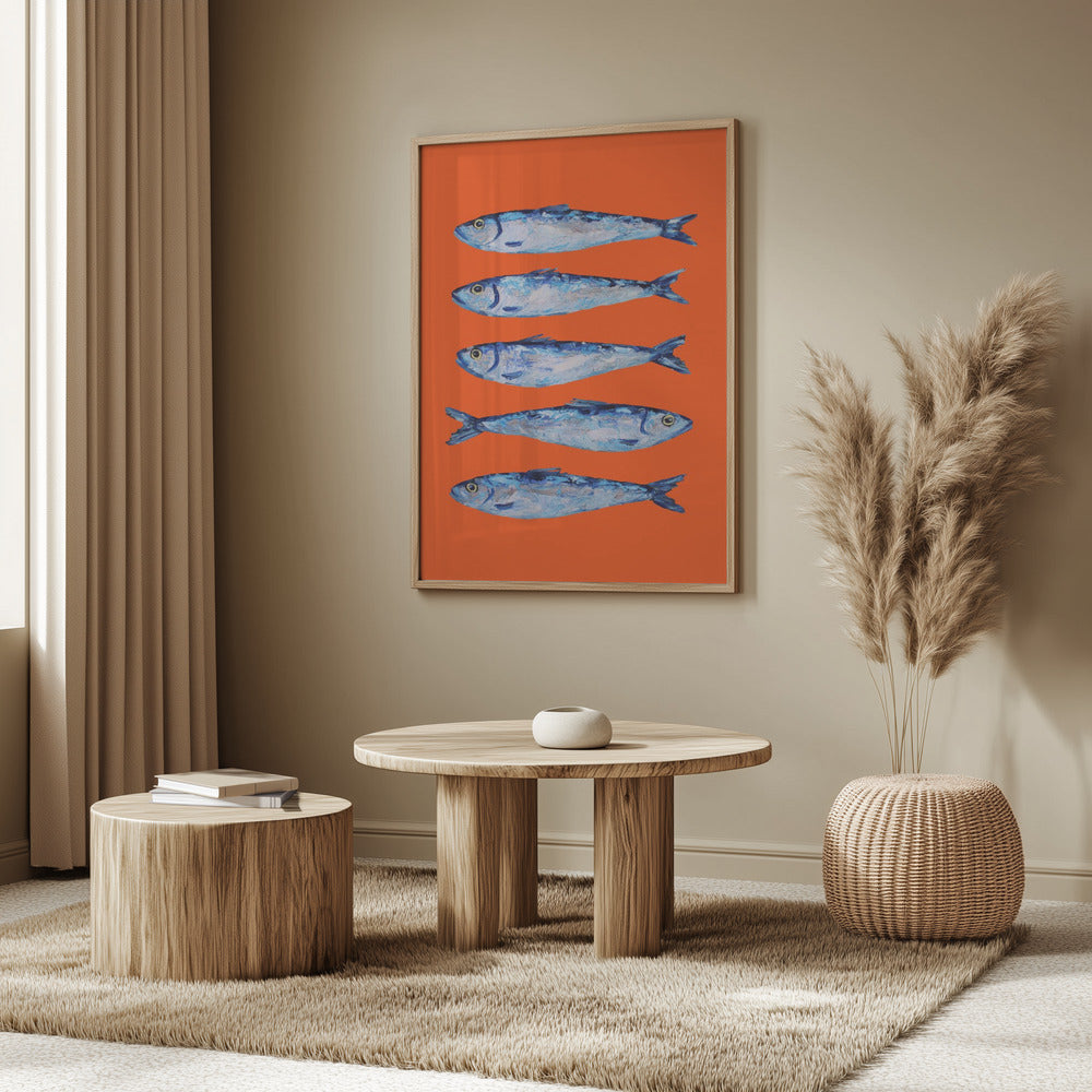 Sardines on Orange Poster