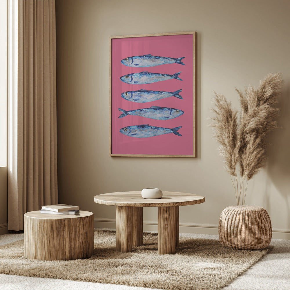 Sardines on Pink Poster