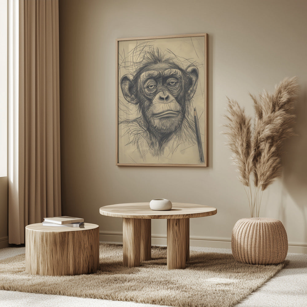 Monkey drawing Poster