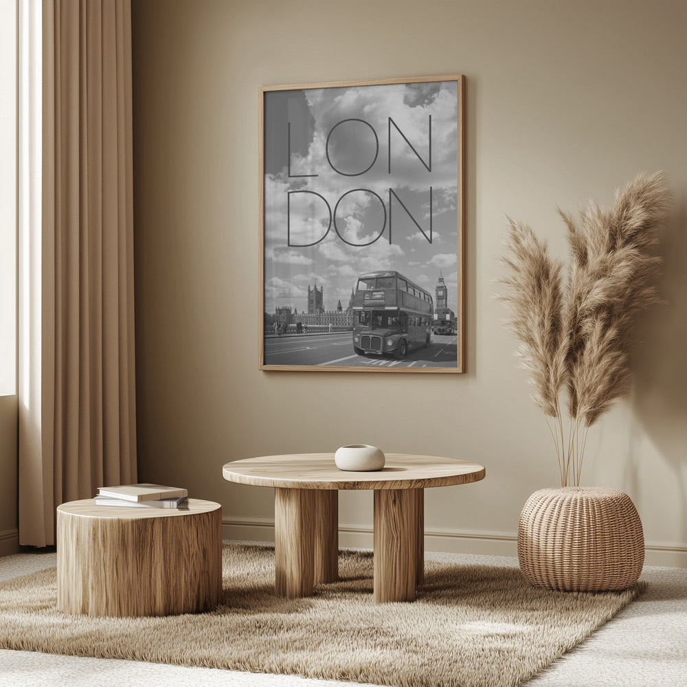 Busses in London | Text &amp; Skyline Poster