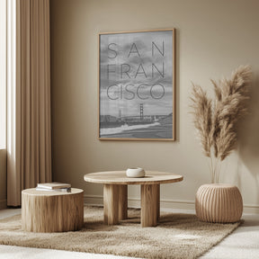 Golden Gate Bridge &amp; Baker Beach | Text &amp; Skyline Poster