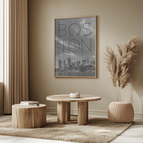 BOSTON Skyline Financial District &amp; North End | Text &amp; Skyline Poster