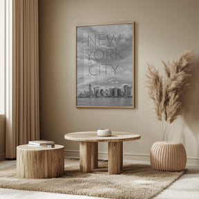 NYC Lower Manhattan &amp; Hudson River | Text &amp; Skyline Poster