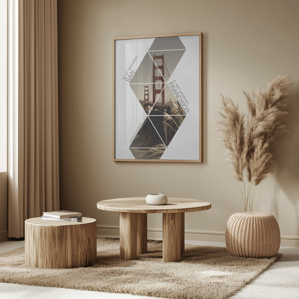 Coordinates SAN FRANCISCO Golden Gate Bridge Poster