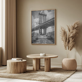 NEW YORK CITY Manhattan Bridge - upright slim panorama Poster