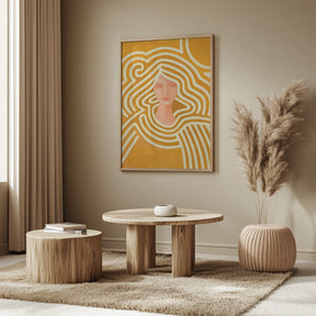 Berit abstract in ochre and pink Poster