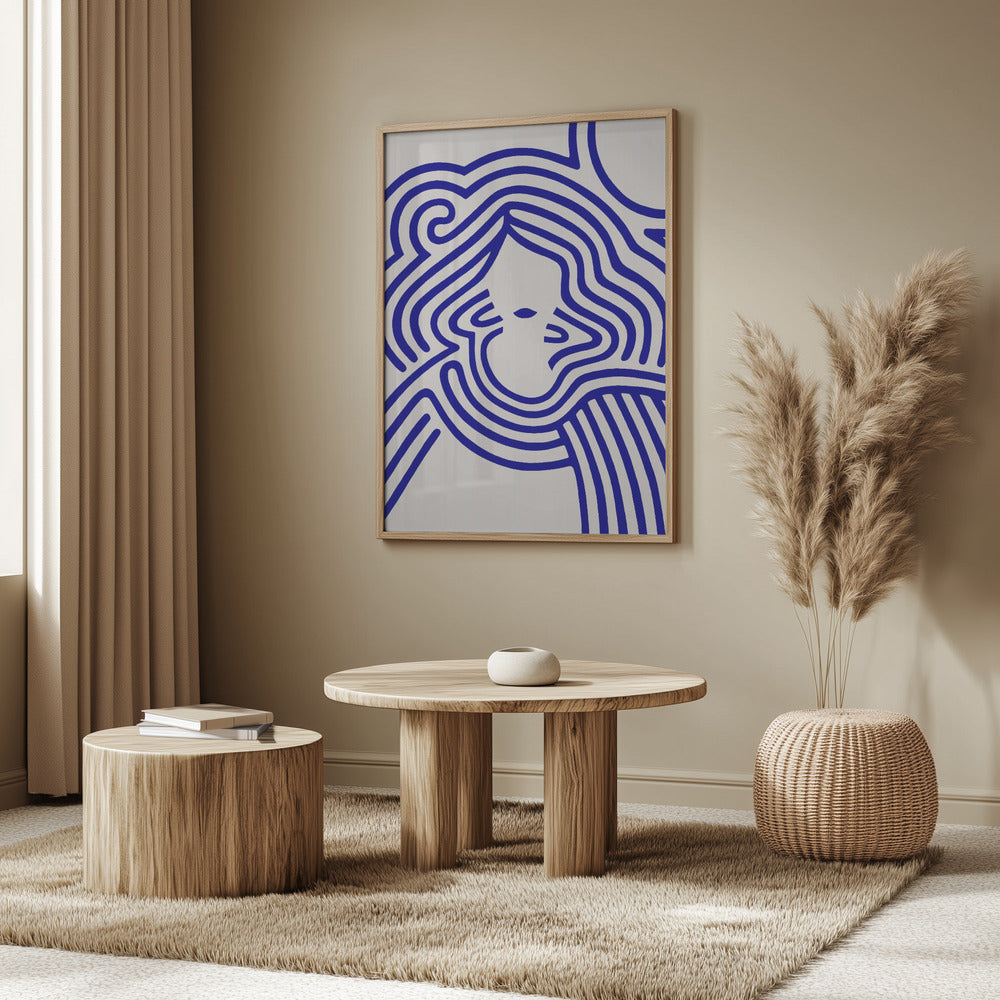 Berit in beige and indigo blue Poster