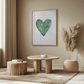 Watercolor heart green Poster