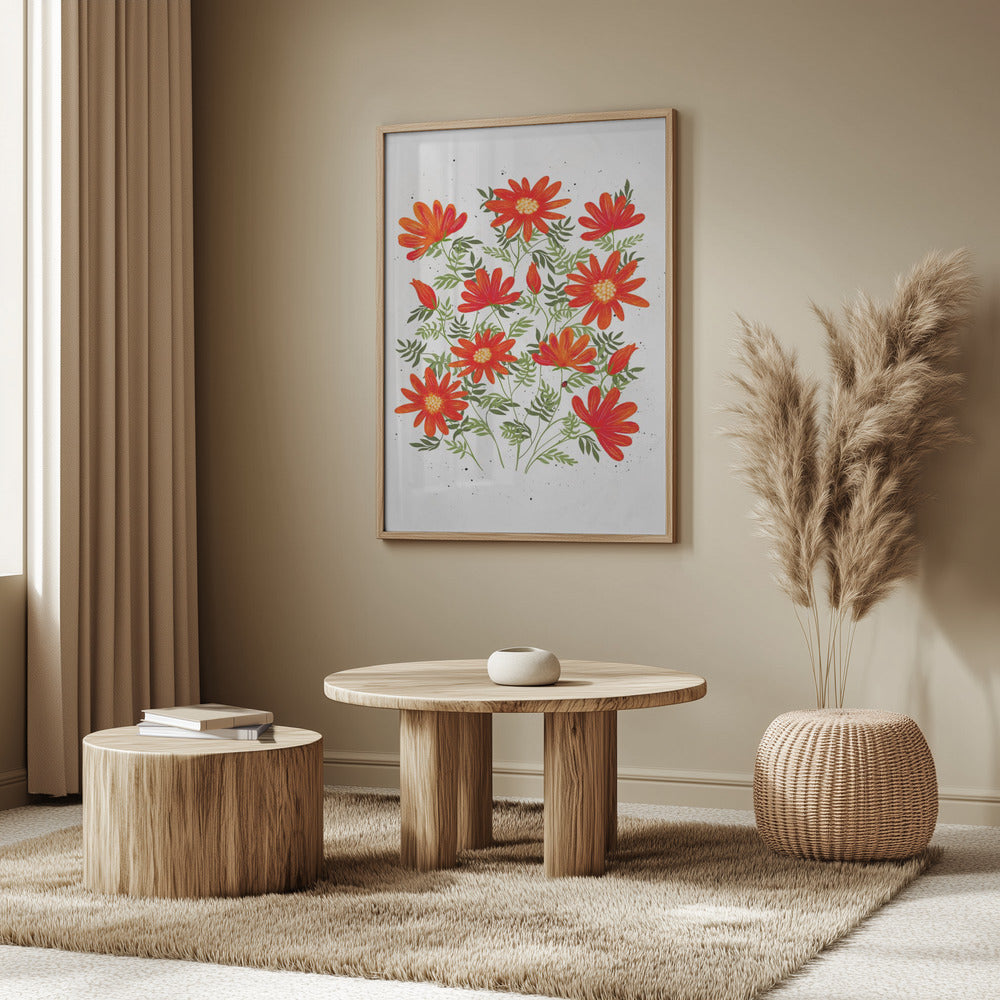 Ladybug flowers red Poster