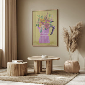 Espresso Maker with Flowers Poster