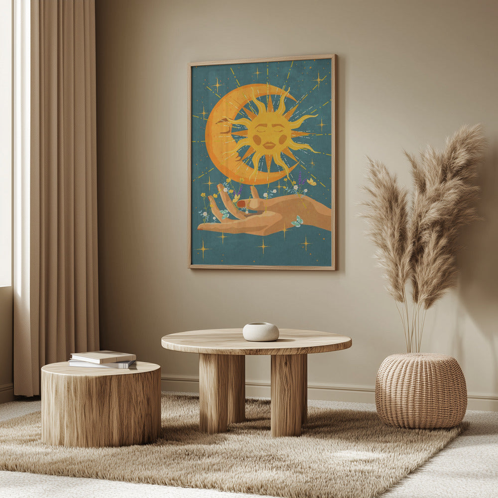 Sun and moon in my hand Poster