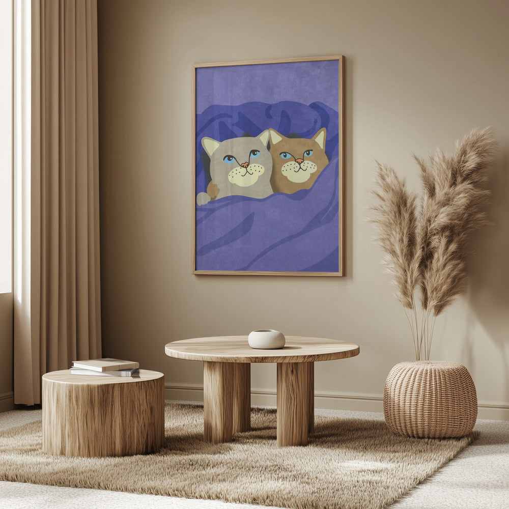 Cats in Bed Poster