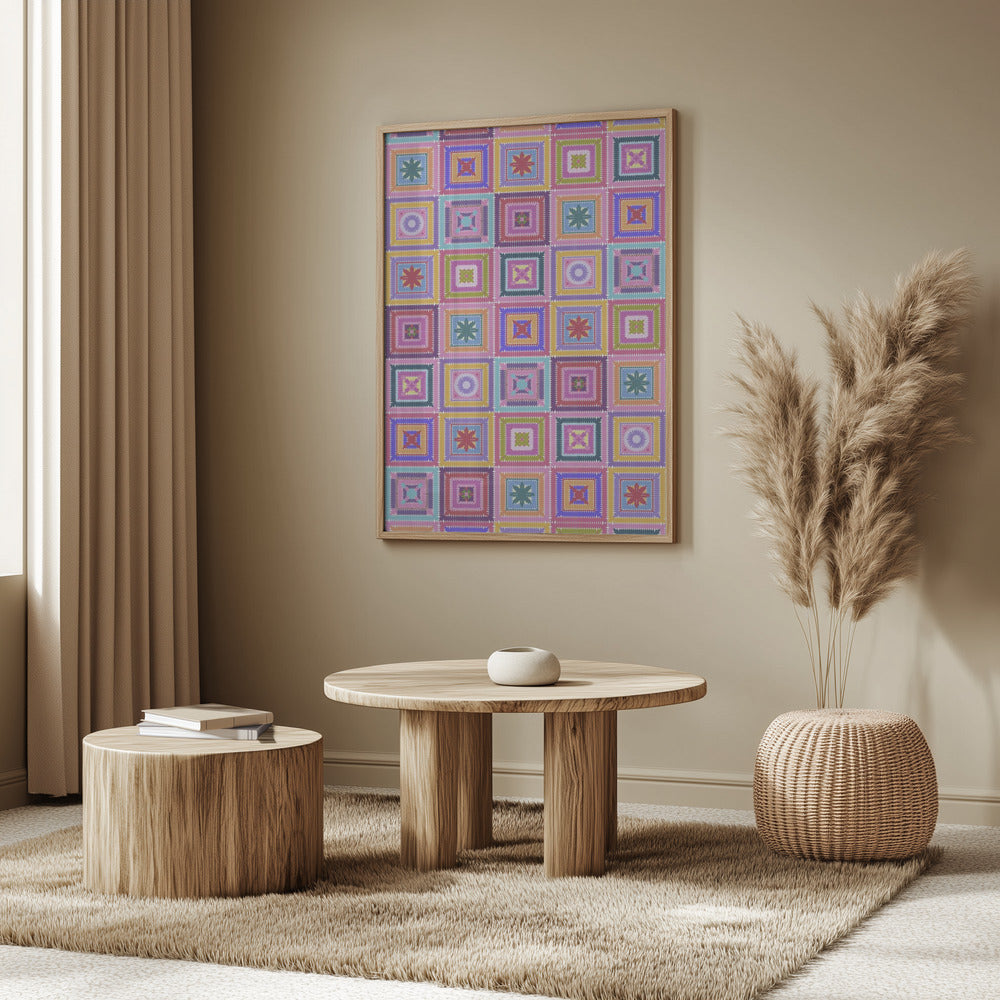 Colorful digital grandma squares I Poster