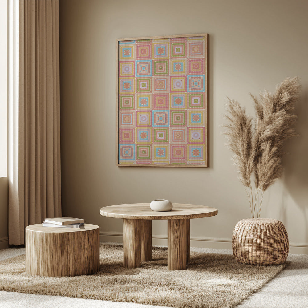 Colorful digital grandma squares III Poster