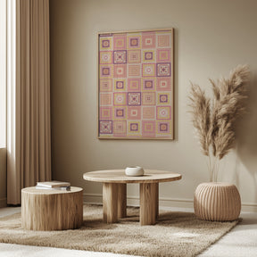 Peach digital grandma squares I Poster