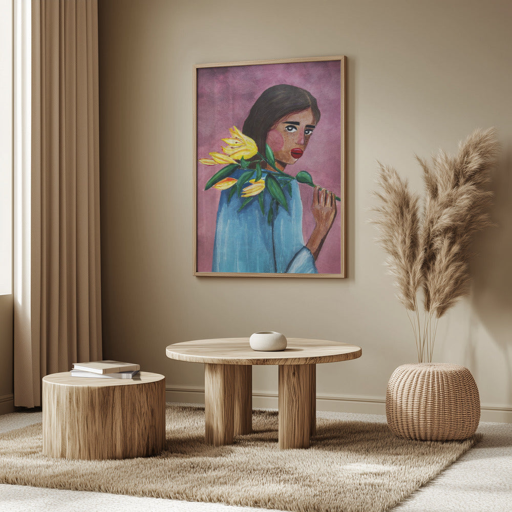 Woman With Lily Poster