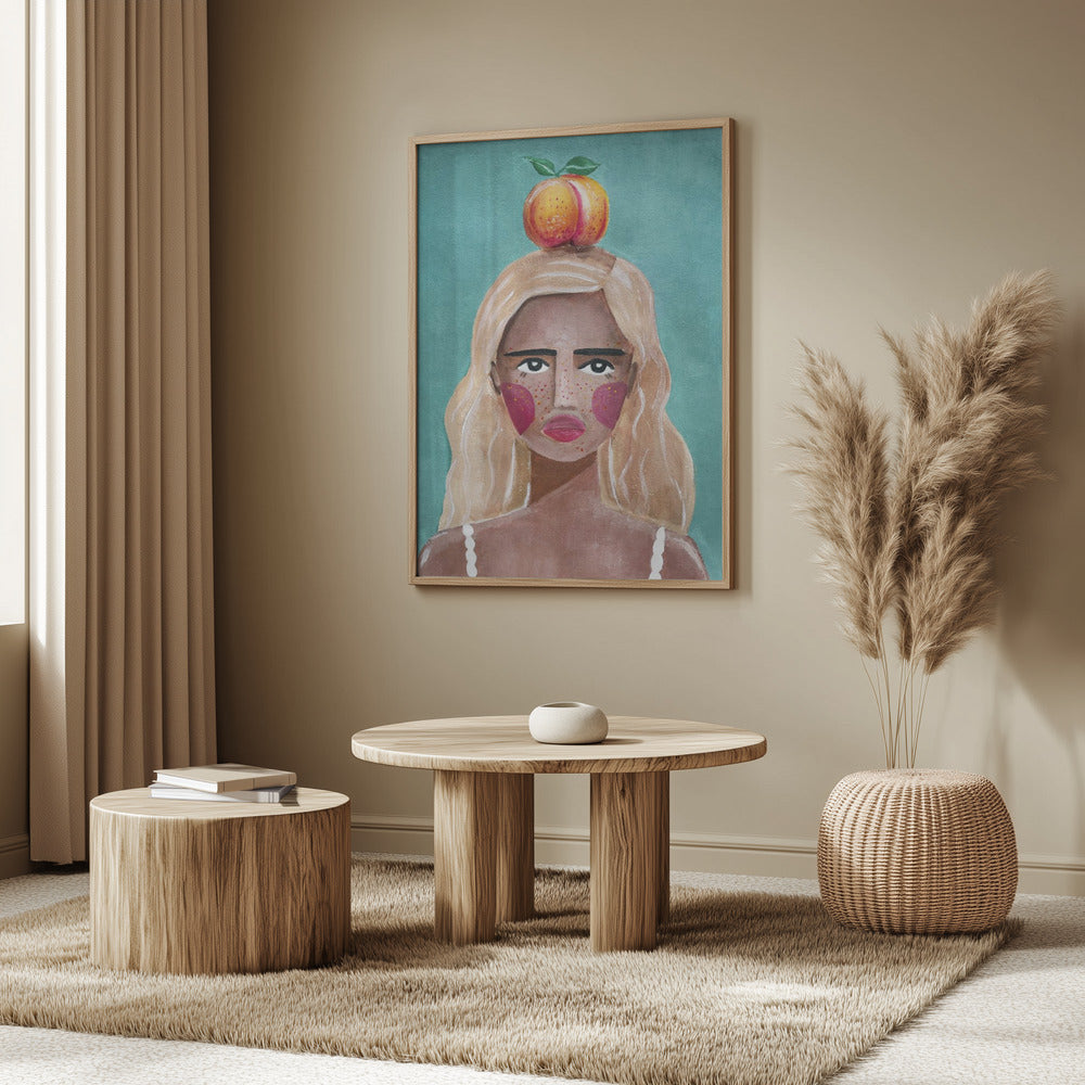 Woman With Peach Poster