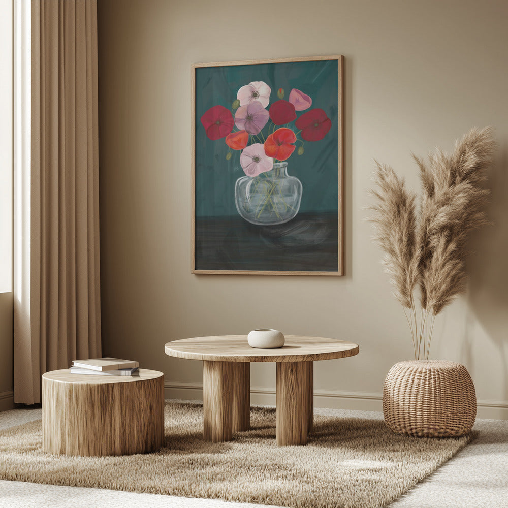 Vase with poppys Poster