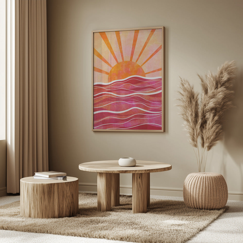 Sea Sunset Pink Poster