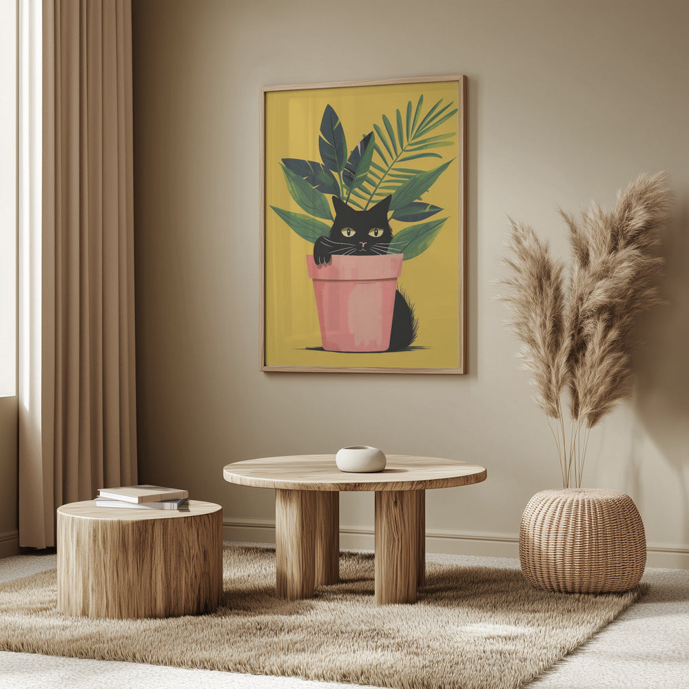 Cat In the Plant Poster