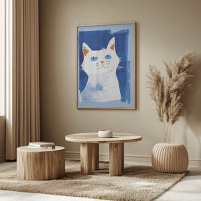 Cat In Blue Poster