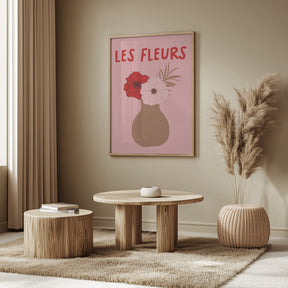 Les Fleurs Pink and Red Poster