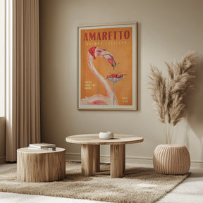 Amaretto Flamingo Art Deco Italian Cafe Travel Art Poster