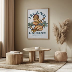 Island Lounge Tropical Pin Up Girl Playing Guitar Poster