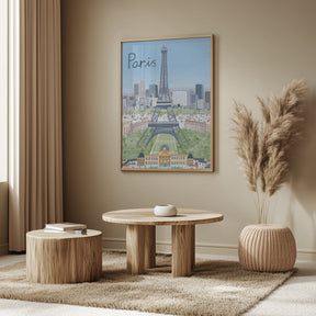 Eiffel Tower with Paris City in Background by Artist Carla Daly Poster